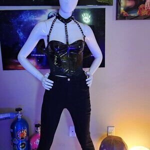 Widow Spiked Collar Halter Top